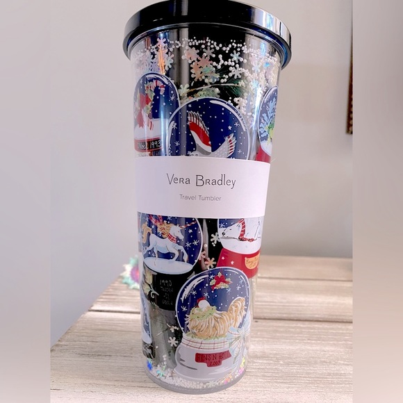 Vera Bradley Double Wall Tumbler with Straw in Acrylic/Melamine ✨ Snow Globes - Picture 9 of 9